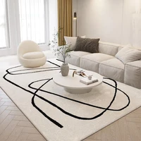 Nordic Style Living Room Decoration Plush Carpet Abstract Art Design Rugs for Bedroom Simple Line Soft Rug Home Thick Floor Mat 1