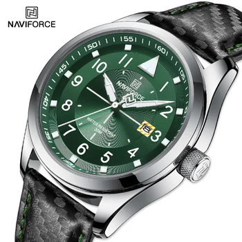 최고 브랜드 남성용 쿼츠 시계, NAVIFORCE 비즈니스 야광 방수 시계 가죽 스트랩 손목 시계 남성용