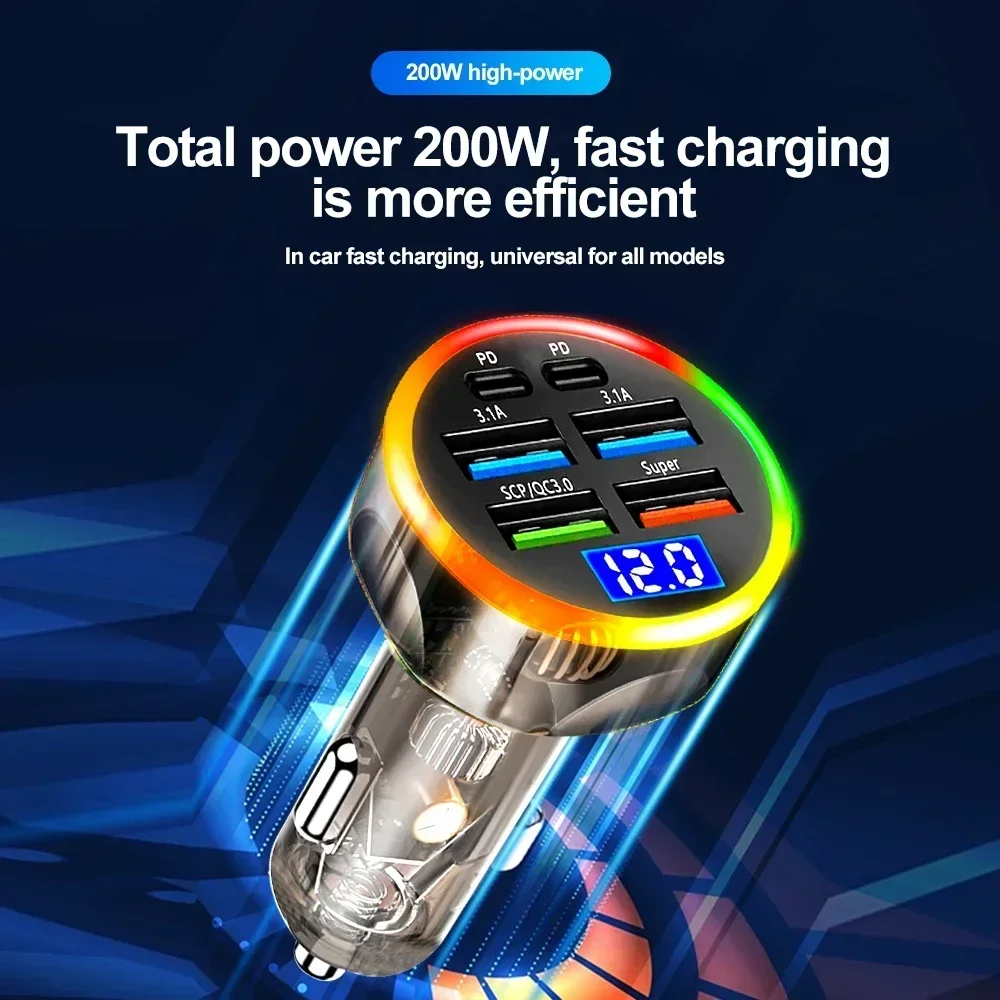 USB C Car Charger PD QC3.0 Fast Charging Car Phone Charger For IPhone 15 Samsung Xiaomi Quick Charge Car Cigarette Lighter