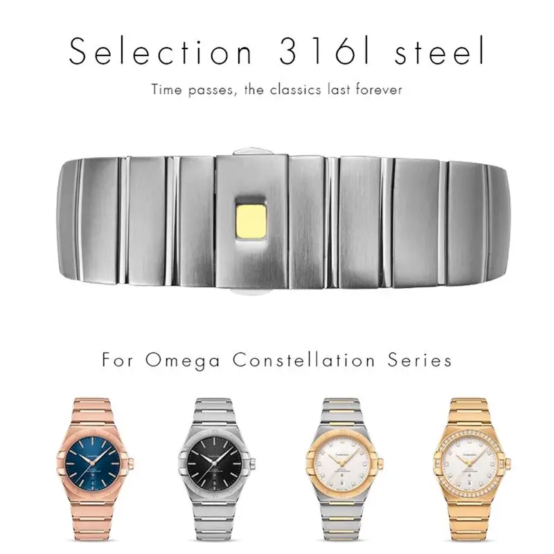 SCHIK For Omega Double Eagle Constellation Seamaster Bracelet 316L Stainless Steel Watch Bands Folding Buckle 15mm 17mm 18mm