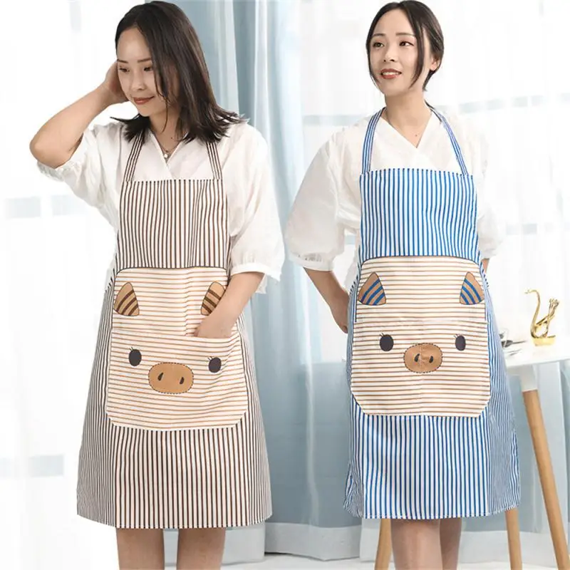 

Kitchen Apron Hanging Neck Sleeveless Apron Cartoon Pig Pattern Waterproof Anti-fouling Men Women Household Cleaning Accessories