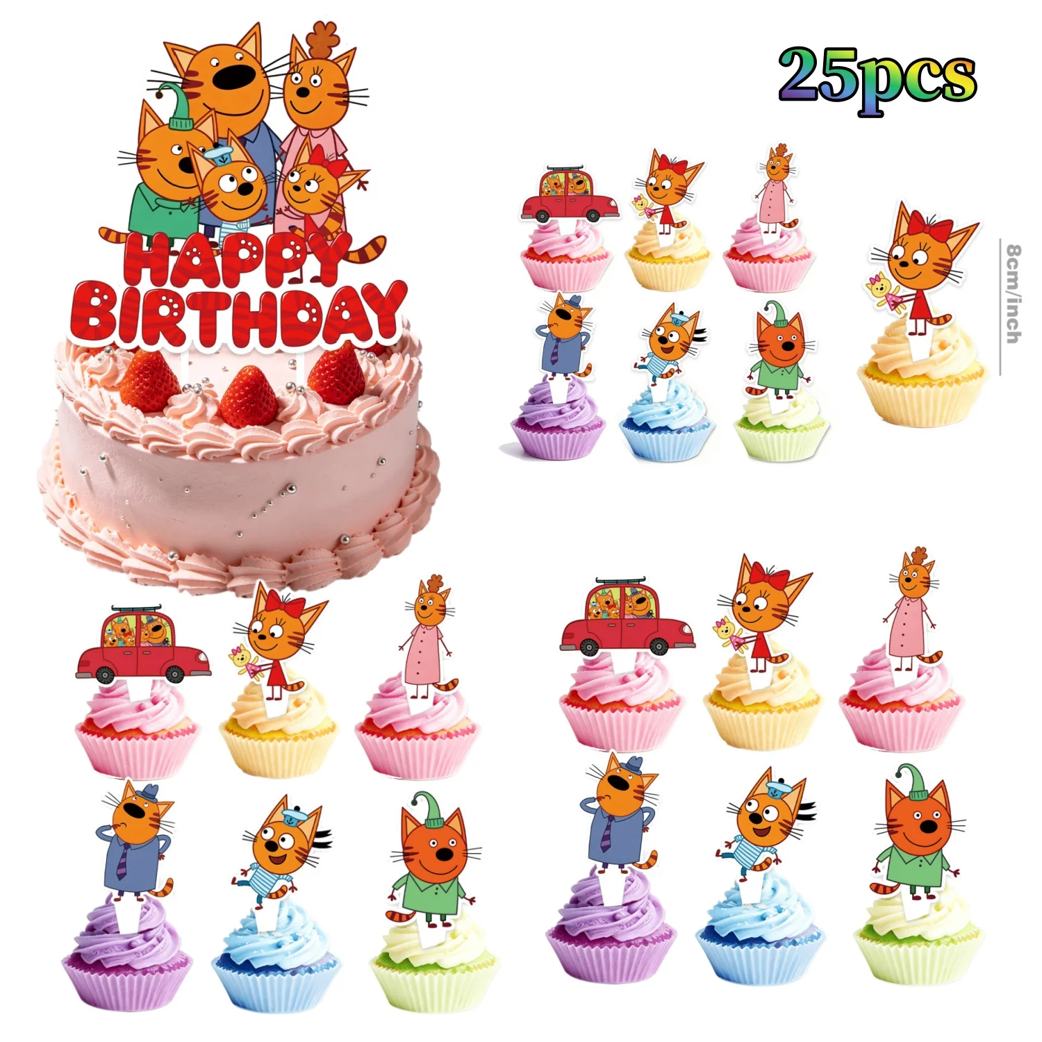 Three Little Kittens Birthday Party Decoration Set – Tableware, Tablecloth, Plates, Cups, Napkins, and Cake Decor