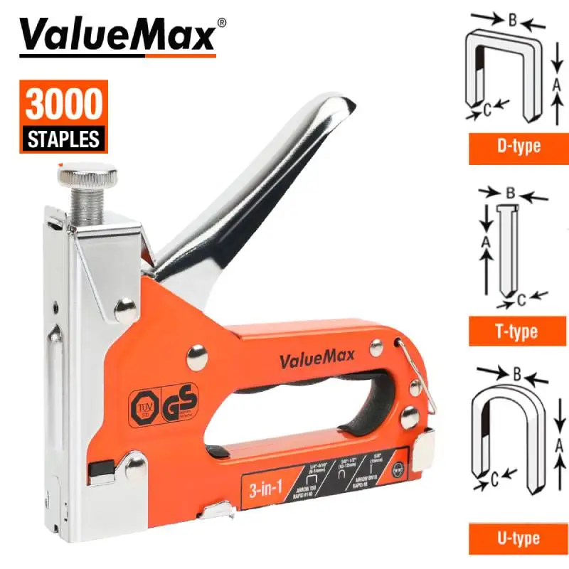 3 in 1 Manual Nail Gun Stapler with 3000 Nails Home Heavy Duty Staple Gun for Wood Furniture Carpentry DIY Type 53 With 1600nail 10000pcs 18000pcs c type nails c ring nail for sc7e sc7c sc760b c17 c24 iron galvanized