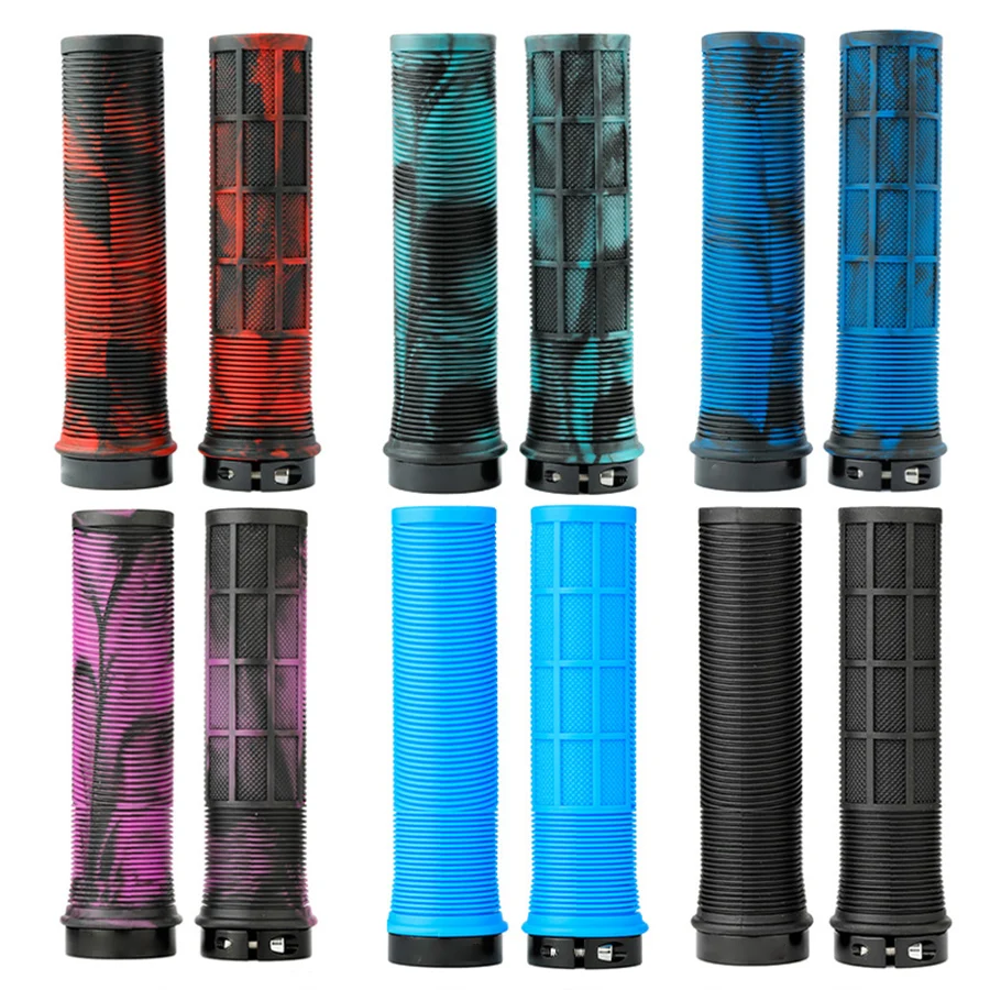 Bicycle Handlebar Grips TPR Bicycle Grips Integrated Bicycle Handlebar Grips Aluminum Alloy Lock on Handles Non-slip MTB Cuffs Bike Part