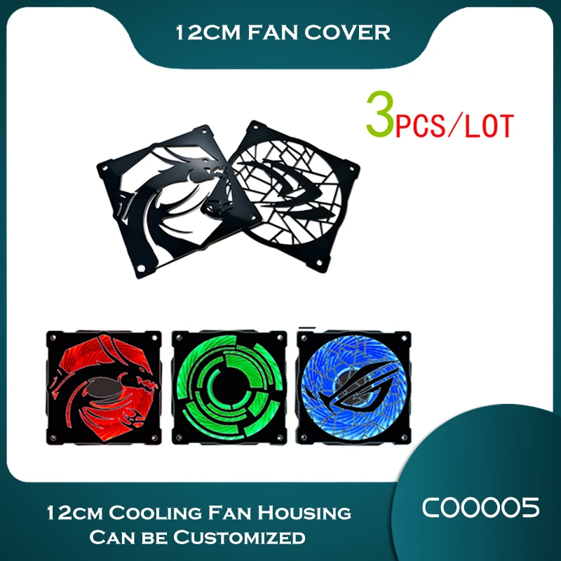 12cmCoolingFanHousingBrightBlackAcrylicFanCoverGamerMODFans