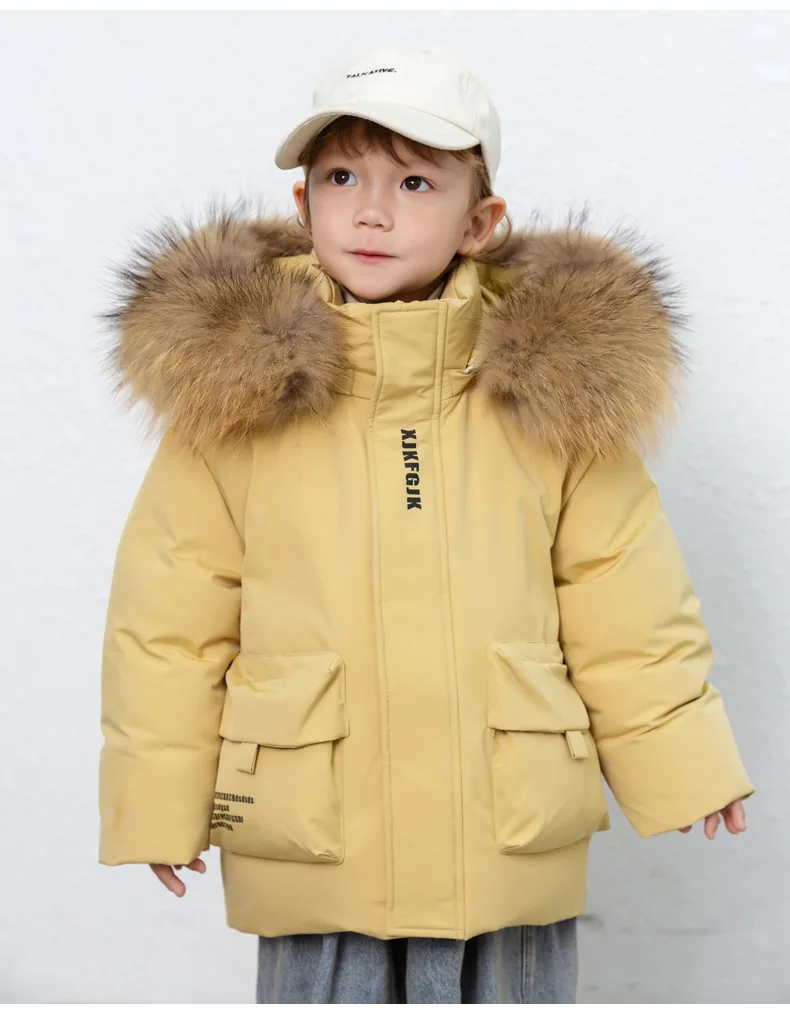 OLEKID 2025, Winter-Daunenjacke für Babys, mit Kapuze, dick, warm, Daunenjacke für Jungen, 2–8 Jahre, Kinder, Kleinkind, Junge, Parka, Oberbekleidung, Mantel – Detail 11