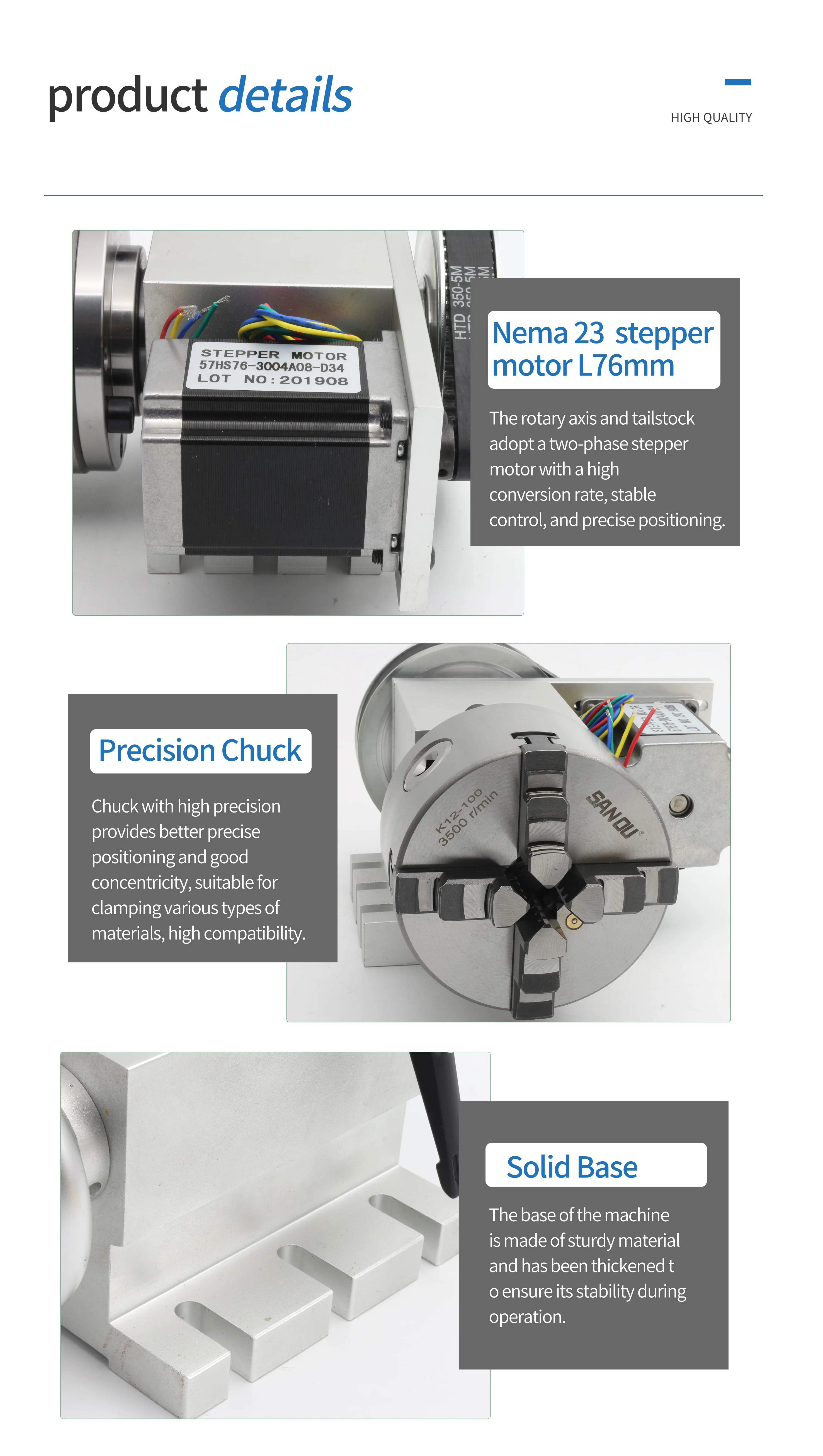 [EU/BR Stock] K11-100mm/K12-100mm 3/4 jaw Chuck 4th Rotary Axis+65mm Tailstock CNC Dividing Head F/ CNC Router Engraving Machine