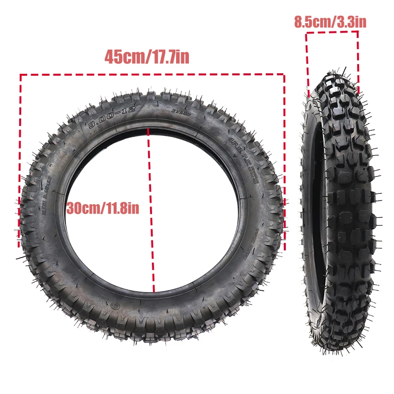 Durable Off-Road Dirt Bike Tire & Tube Set - 12 Inch