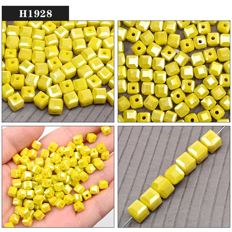 Cezch 8mm Cube Glas Perlen Einfarbig Galvanisieren Kristall Perlen Faceted Spacer Lose Perlen für Halskette Ohrring Schmuck Machen – Detail 32