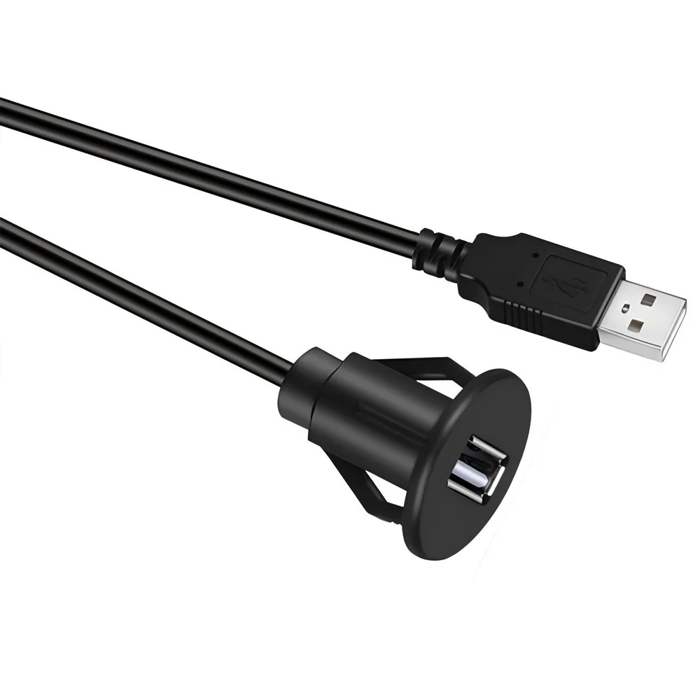 Waterproof USB 3.0 Male to Female AUX Flush Mount Extension Cable for Dashboard Installation - 1M