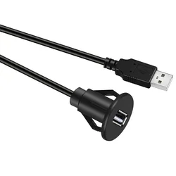 Waterproof USB 3.0 Male to Female AUX Flush Mount Extension Cable for Dashboard Installation - 1M (Circular 2.0)