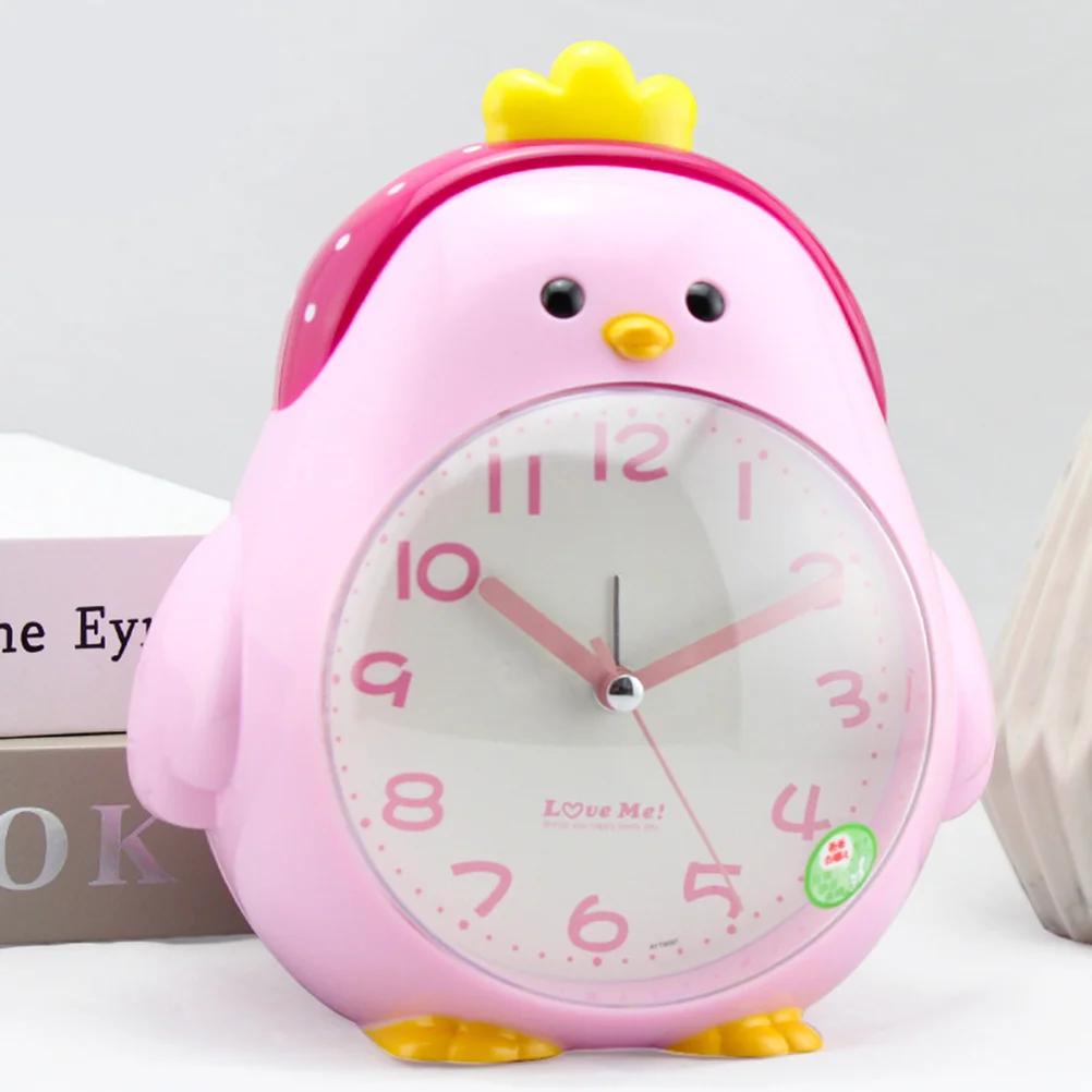 Creative Lovely Cartoon Chicken Alarm Clock ABS Plastic Night Light Silent Desktop Clock Home Decor for Student Children