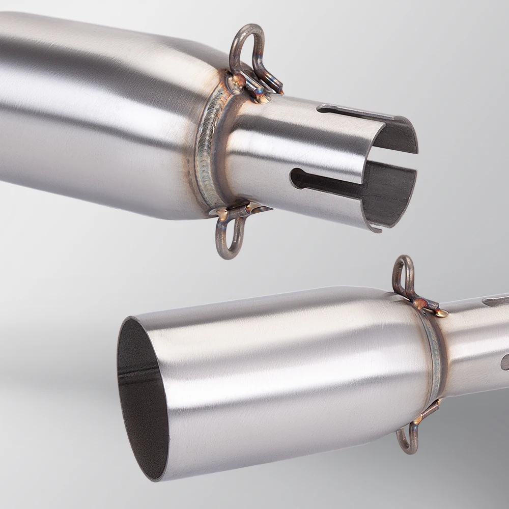 Universal Motorcycle Intermediate Exhaust Pipe with Enhanced Muffler, 51mm Adjustable Diameter