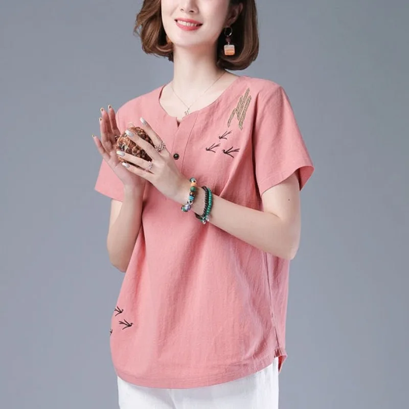 

Spring Summer New Fashion Round Neck Short Sleeve Tees Casual Women's Clothing Loose Pure Cotton Female Clothes Printed T-Shirts