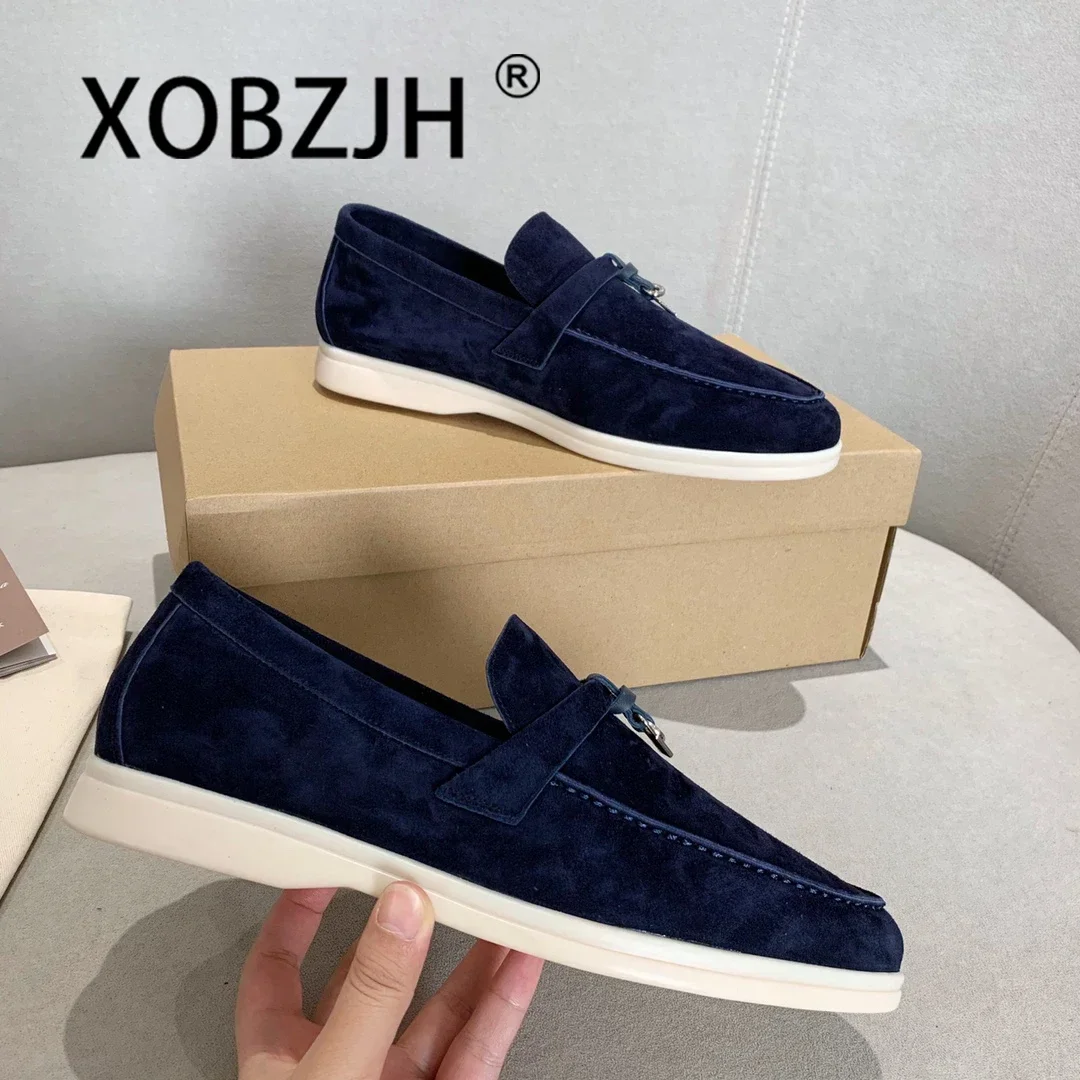 Women Loafers Summer Walk Suede Spring Autumn Fashion CausaleLeather Metal Pendant Flat Lazy SlipOn Mules