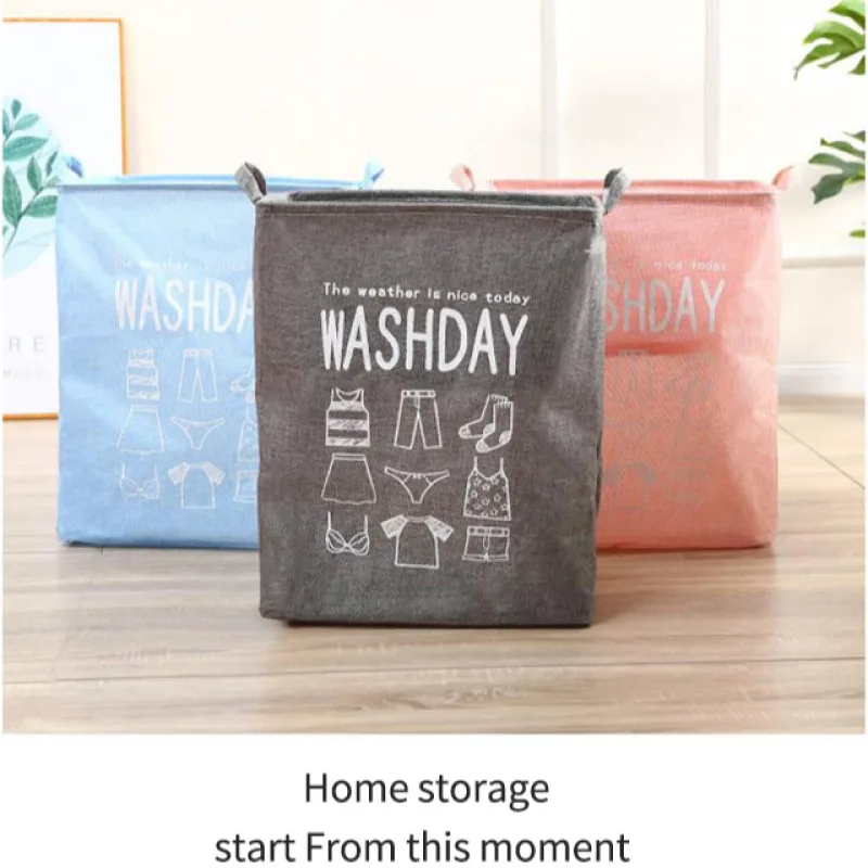 Modern simple imitation linen clothes storage basket large capacity rectangular fabric cotton linen storage basket can be folded 2