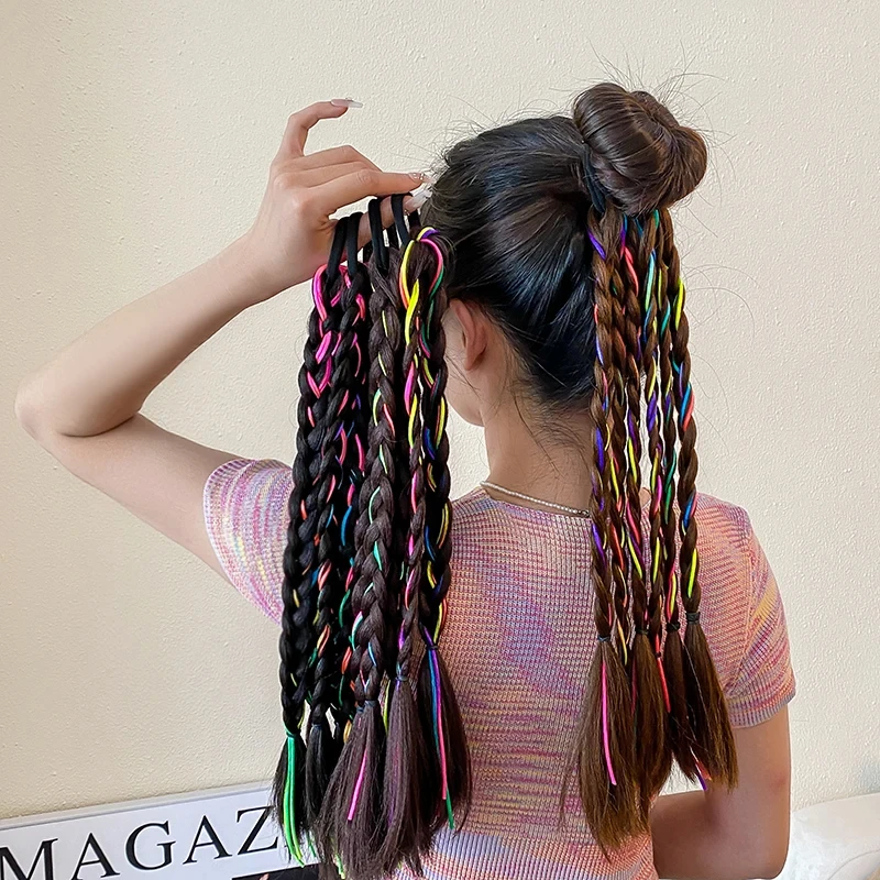 New 1Pcs Synthetic Bubble Twist Ponytail For Women Elastic Twist Braid Rope Rubber Band Natural Lantern Girls Hair Accessories