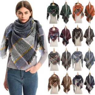 Damen Winterschal Kaschmir Strickschal Plaid Halstuch Dicke Decke Warm Stol Lady Pashmina Bandana Dreieck_voghion.com