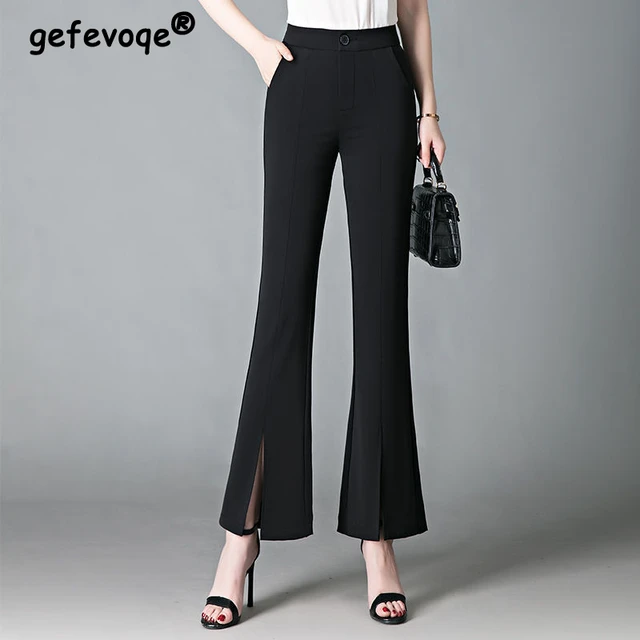 High Waist Cropped Office Pants Women Spring Summer Solid Color Zipper  Ankle Length Pencil Slim Pants - AliExpress