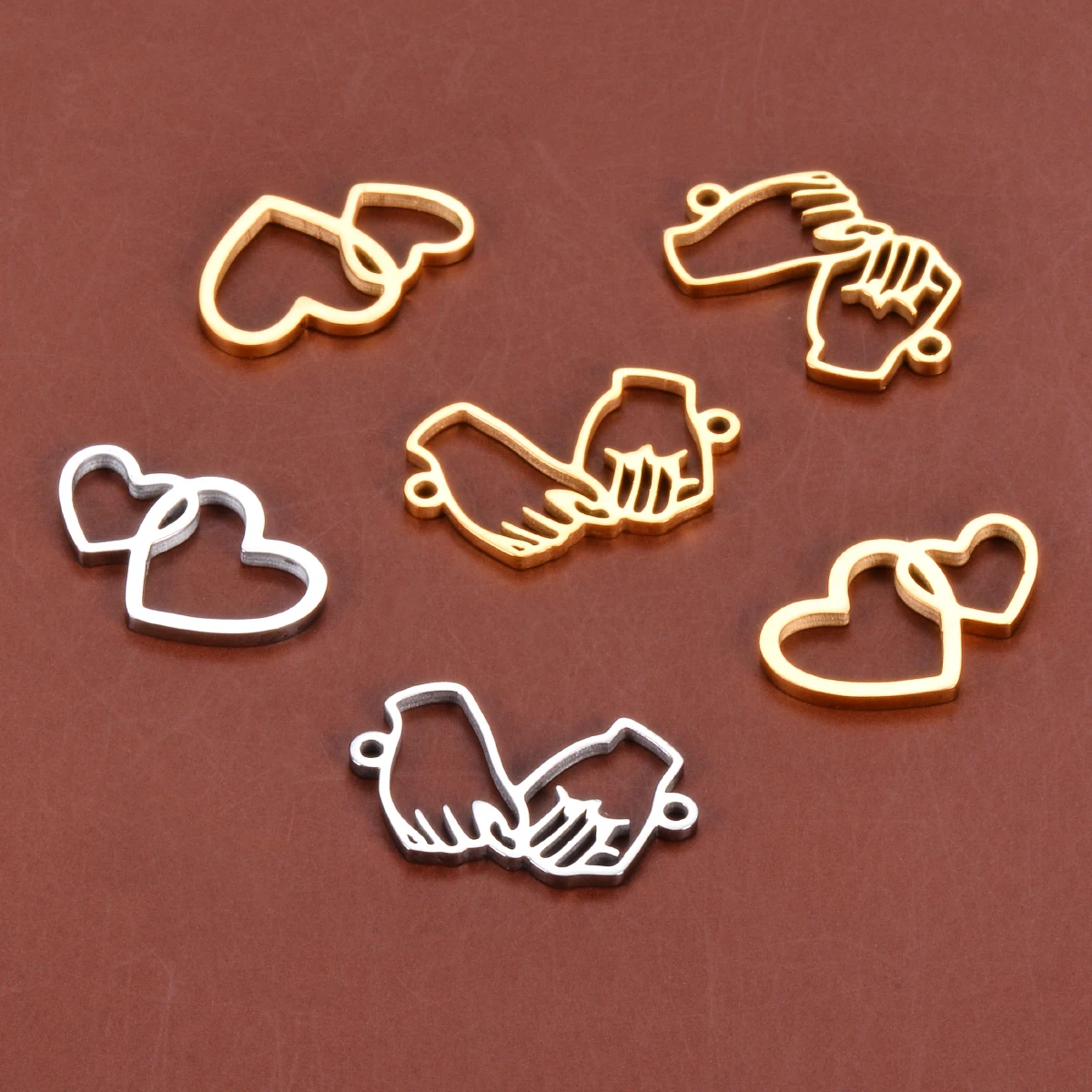10 Stücke Edelstahl Liebe Herz Charms Anhänger Hand Stecker Für DIY Halskette Ohrringe Armband Schmuck Machen Liefert