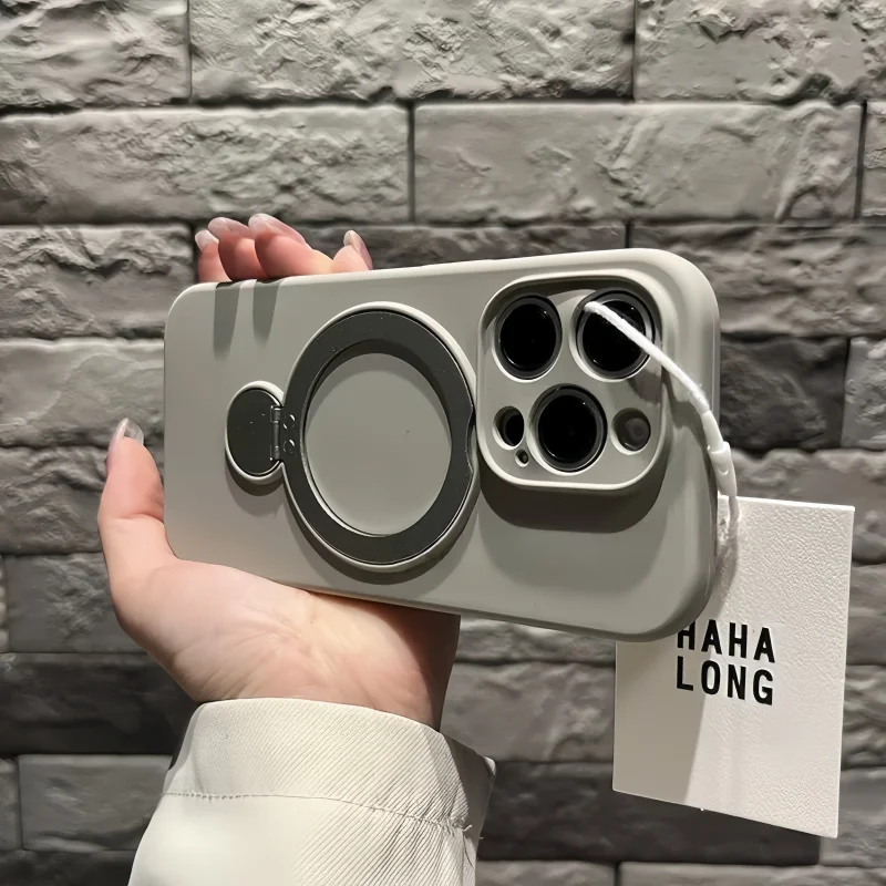 Enhanced Silicone Magnetic Case with 360° Rotating Ring Holder and Kickstand