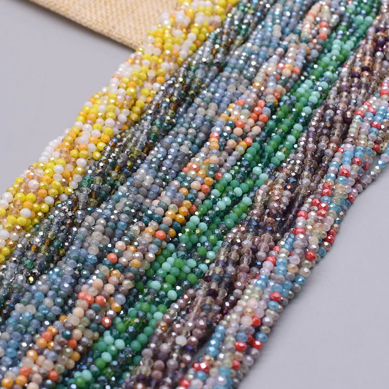 Farbe 2mm facettierte Kristallglas perlen Rondelle lose Abstands perlen für Schmuck herstellung DIY Halskette – Detail 3