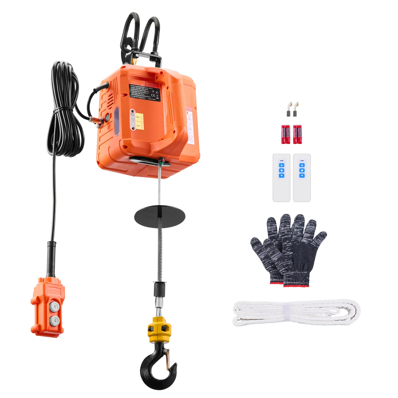 Portable Electric Hoist Winch 1100Lbs 30ft Lifting Height