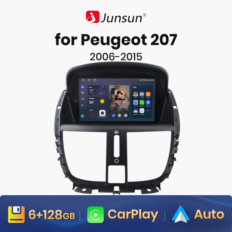 Android Auto Radio Carplay Peugeot 207 2006 - 2015