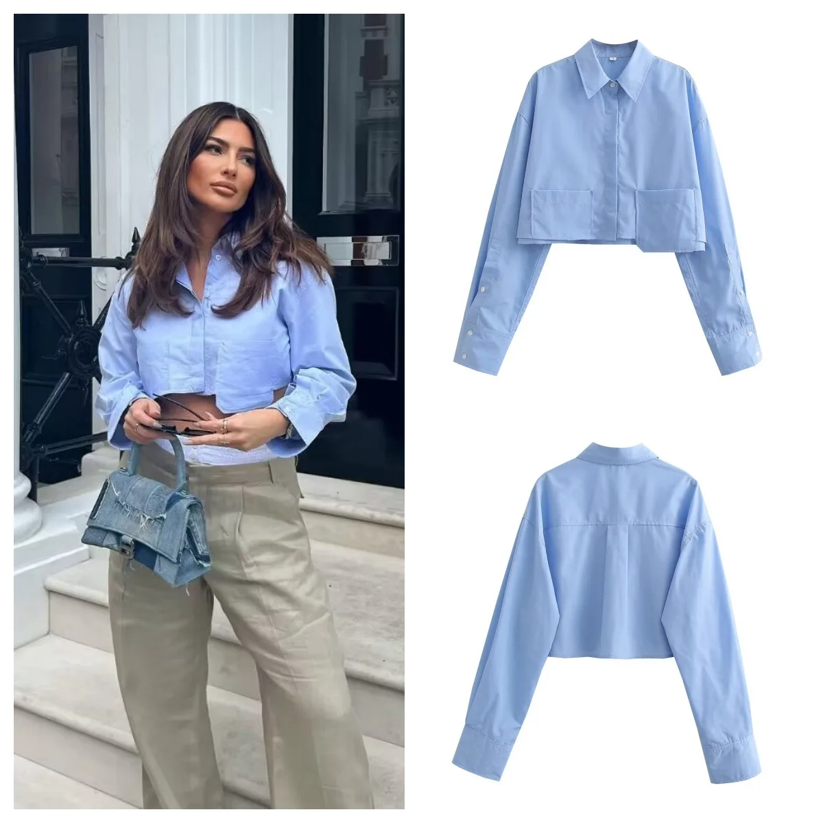 Женская рубашка с двумя карманами