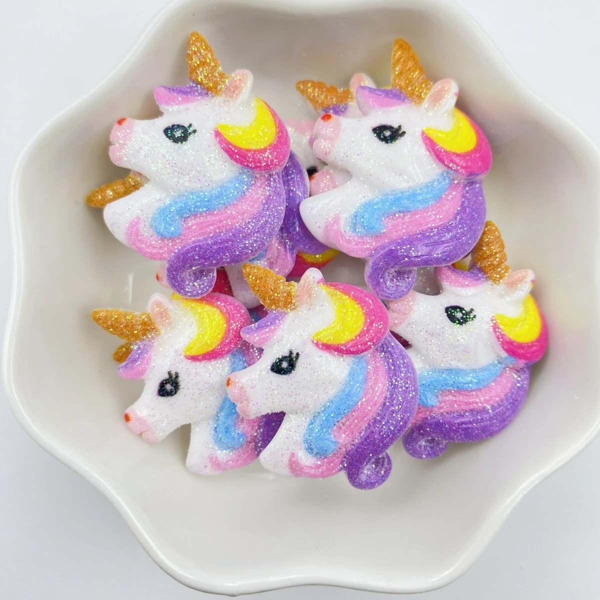 

10PCS Cartoon Unicorn Flat Back Resin Figurine DIY Scrapbook Bow Accessories Home Crafts