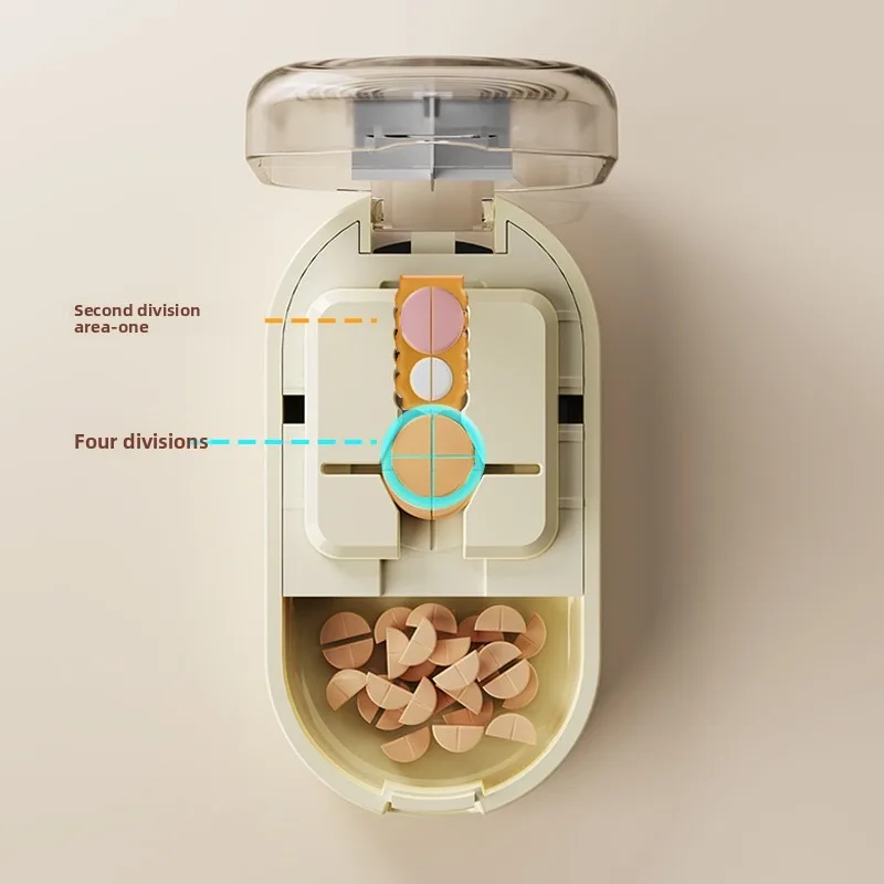 Portable Mini Pill Cutter and Splitter 1/2 1/4 Tablet Cutting Storage Compartment for Vitamin Medication Organizer Pill Box
