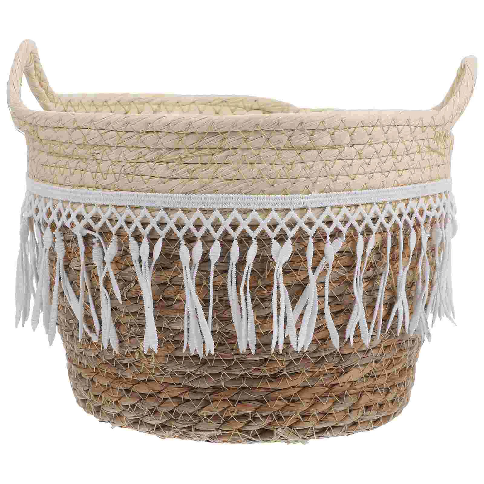 

Rope Flower Pot Decor for Home Household Holder Basket Farmhouse Plant Containers Hand-woven Baskets Plants Film