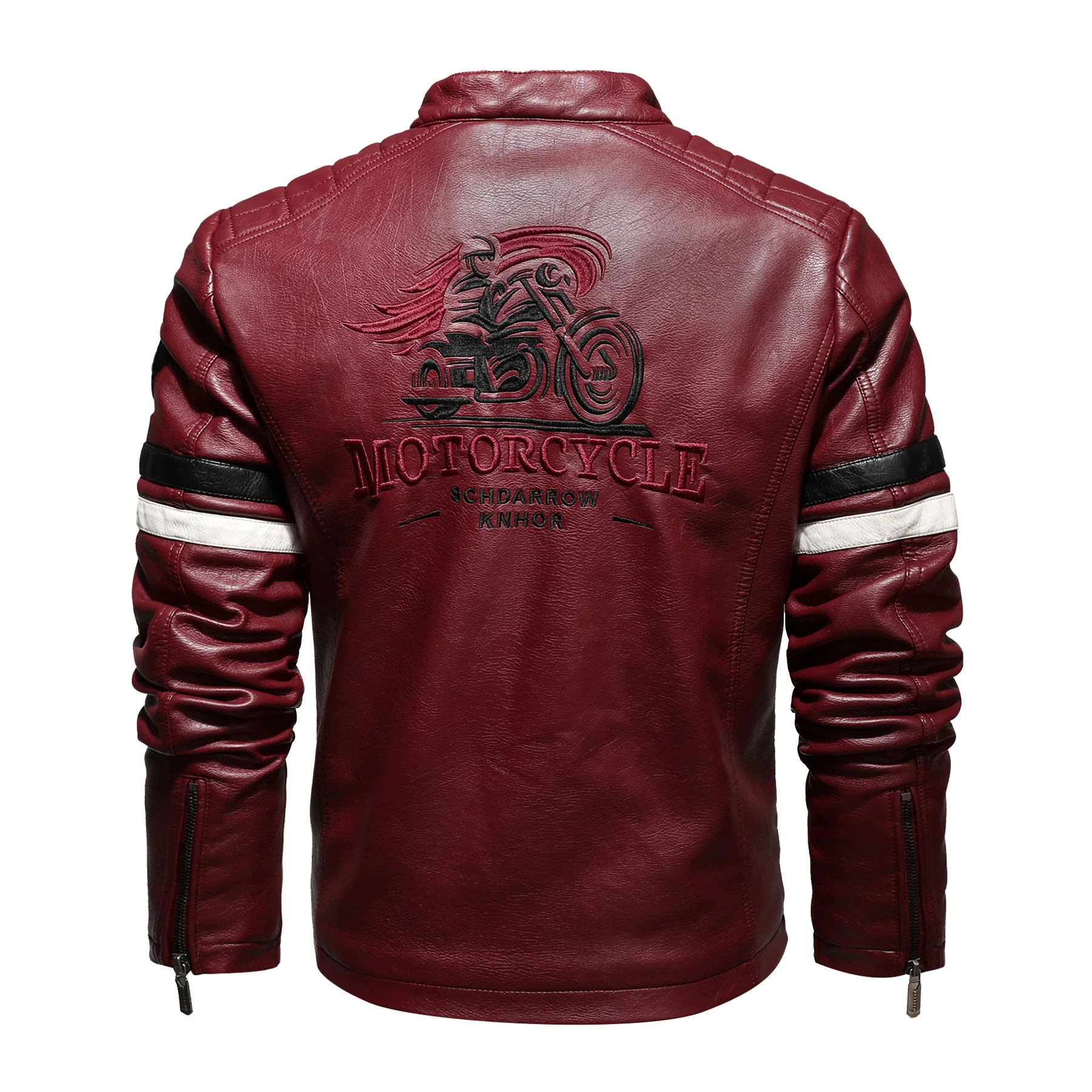 2024 New Men Leather Clothes Machine Model Men's Trendy Embroidered Colored Leather Jackets Foreign Customization Men Outerwear