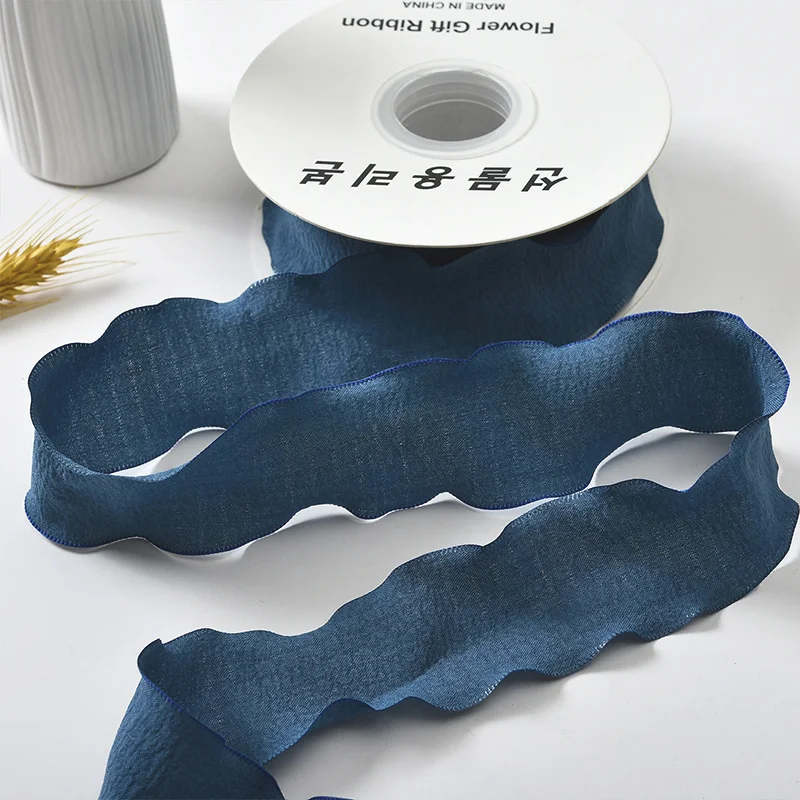 Handmade Wrinkled Lace Edge Ribbon for Gift Wrapping and Floral Decorations - 10 Yards