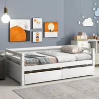 Twin Daybed with 2 Storage Drawers, Wooden Twin Size Daybed Frame, Dual-Use Daybed Sofa Kids Bed for Living Room,Children Room 1