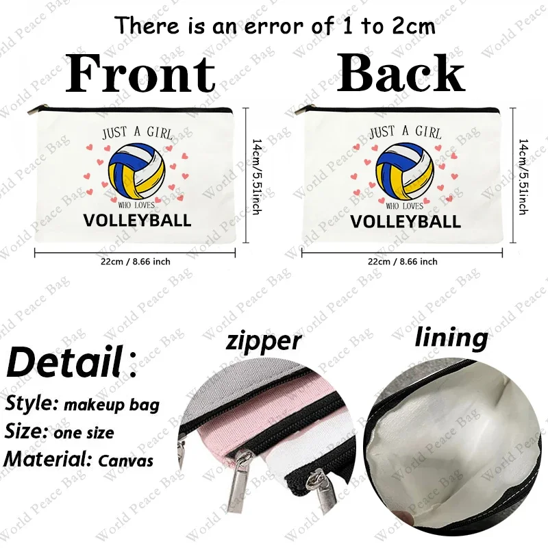 1 pc just a girl who love Volleyball pattern Makeup Bag,Makeup Bag for Teen Girls Sister Birthday Gift IdeasTeen Gifts 2