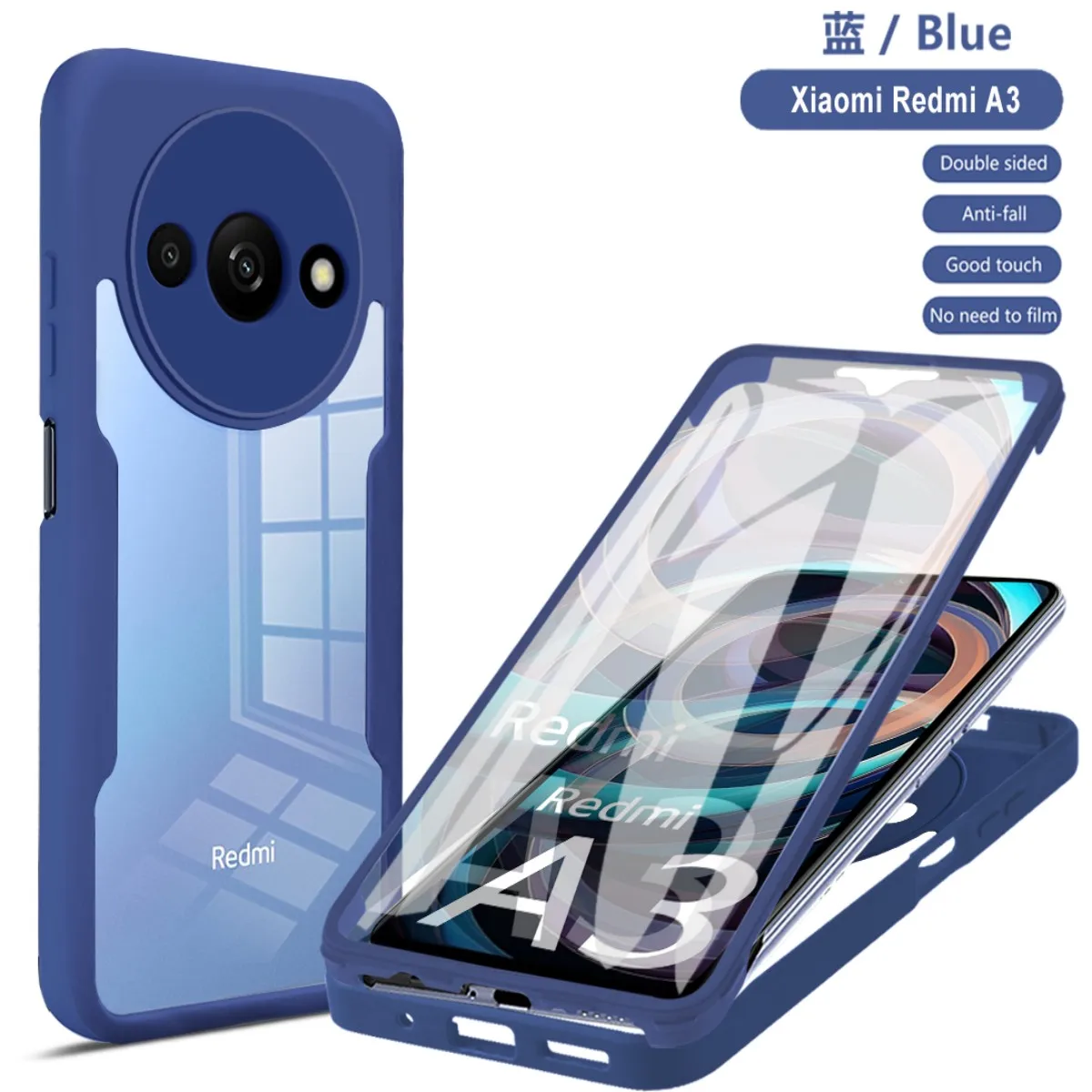 Shockproof Phone Case with Built-in Screen Protector and Transparent Back