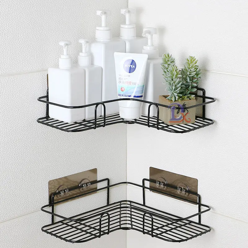 BathroomShelfWithoutDrillingIronShowerShelvesShampooStorage