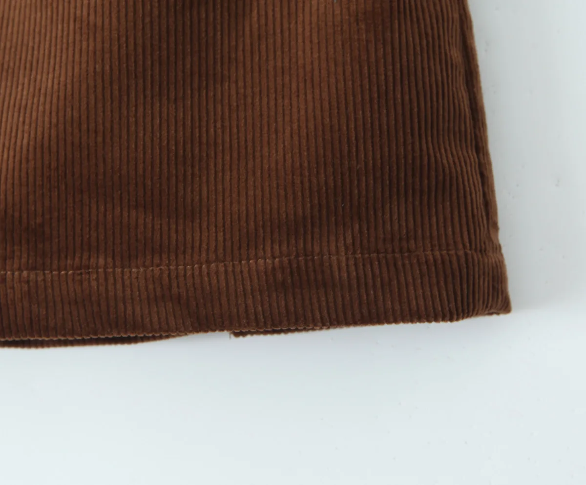 Maillard Style Coffee Notched Corduroy Blazer High Waist Front Slit Package Hips Skirt Suits 2 Pieces 1 Set