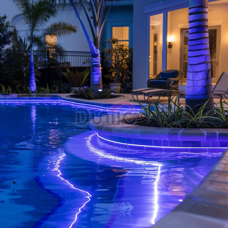 Multi-core PU Jacket Side Glow Fiber Optic Cable Strand Spool 42 Fibers 12mm for Pool Perimeter Underwater 3D Art Design