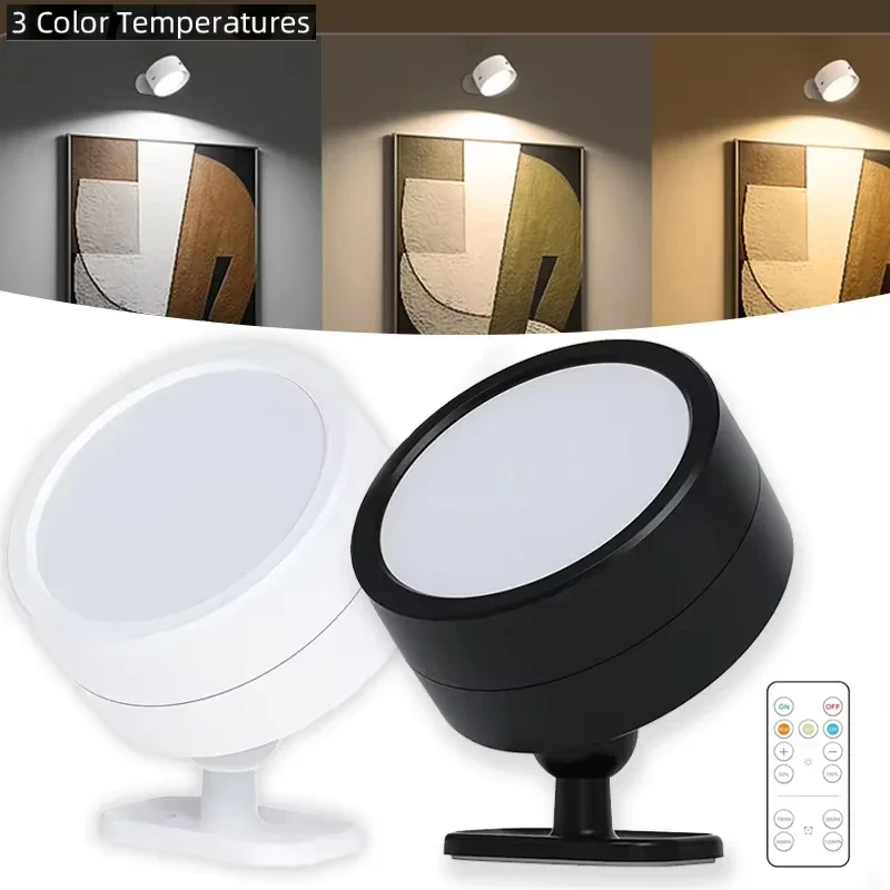 LED Dimmable Wall Mounted Lamp Rechargeable 360&deg;Rotate Magnetic Ball Remote Control Cordless for Reading Bedside
