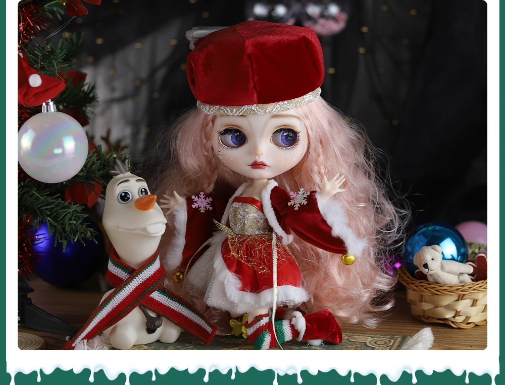 Kristina Christmas – Premium Custom Neo Blythe Doll with Pink Hair, White Skin & Matte Cute Face 12