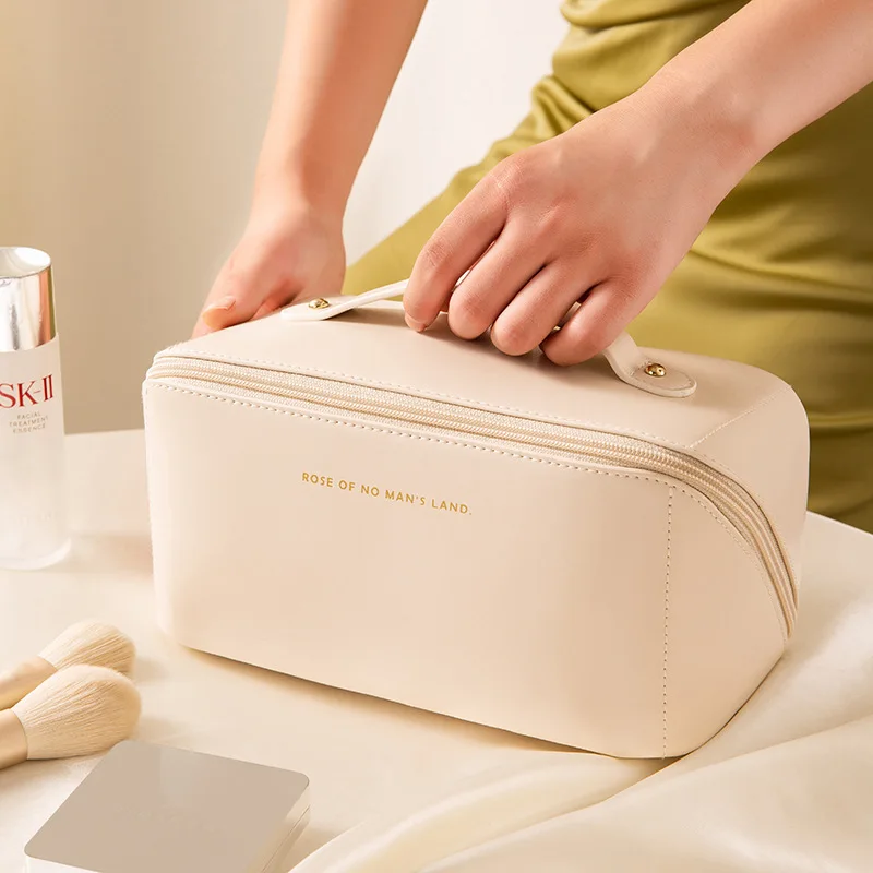 Large Travel Cosmetic Bag for Women Leather Makeup Organizer Female Toiletry Bags High-capacity Cosmet Case Storage Pouch