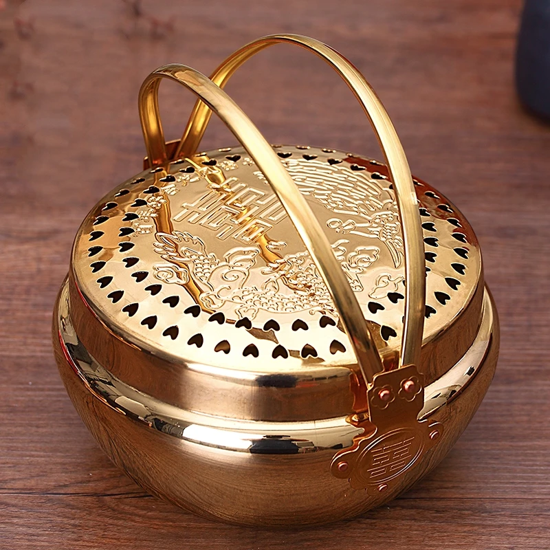 

Chinese bride wedding props wedding supplies women dowry set copper pots wedding copper fire red