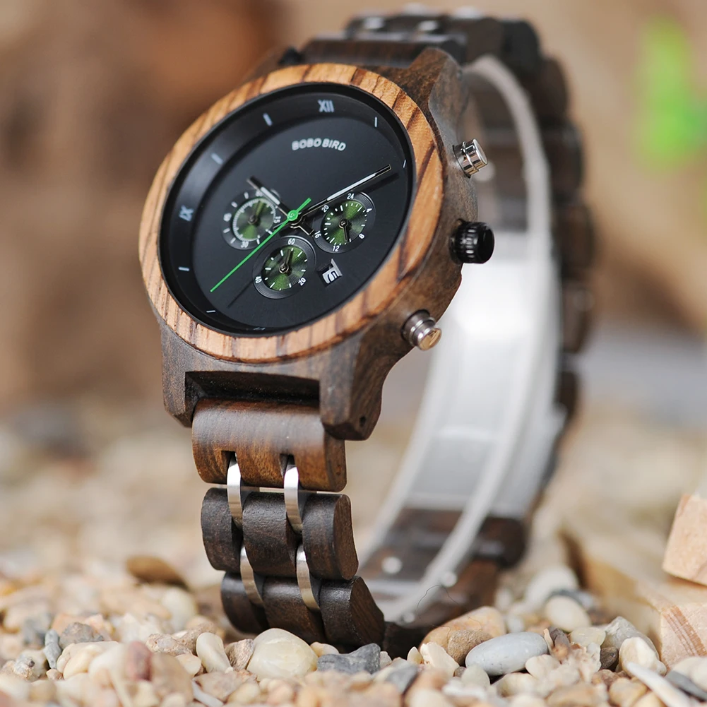 BOBO BIRD New Wooden Watch Ladies Timepieces for Women Functional Stop Watches Female saat with Display relogio feminino Custom
