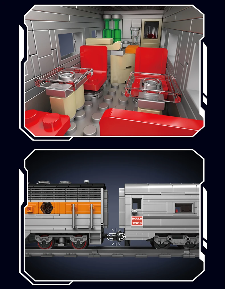 Mould King 12018 Technischer Zug-Bausatz Ferngesteuertes USA EMD F7 WP Diesel-Lokomotivmodell Kinder-Weihnachtsgeschenk Spielzeug – Detail 4