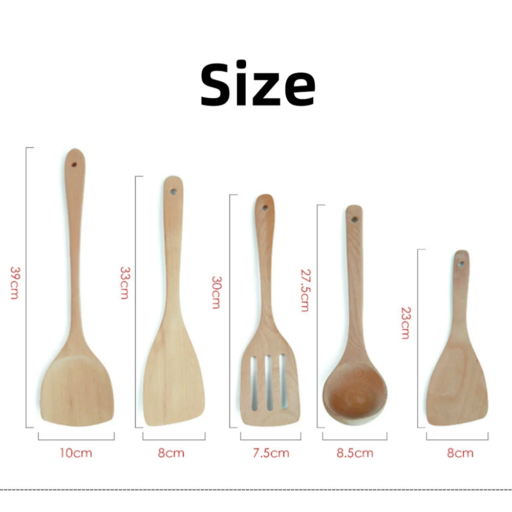Cooking Kitchenware Long Handle Wooden Non-Slip Non-Scald Spatula Soup Spoons Household Heat Resistant Utensil Kitchen Accessory with kitchen utensils set