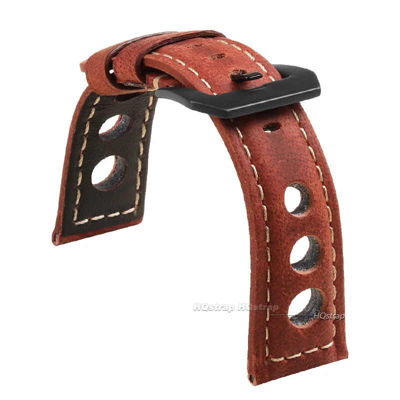 Vintage Cowhide Leather Watch Strap with Pin Buckle - Fashionable Watch Band