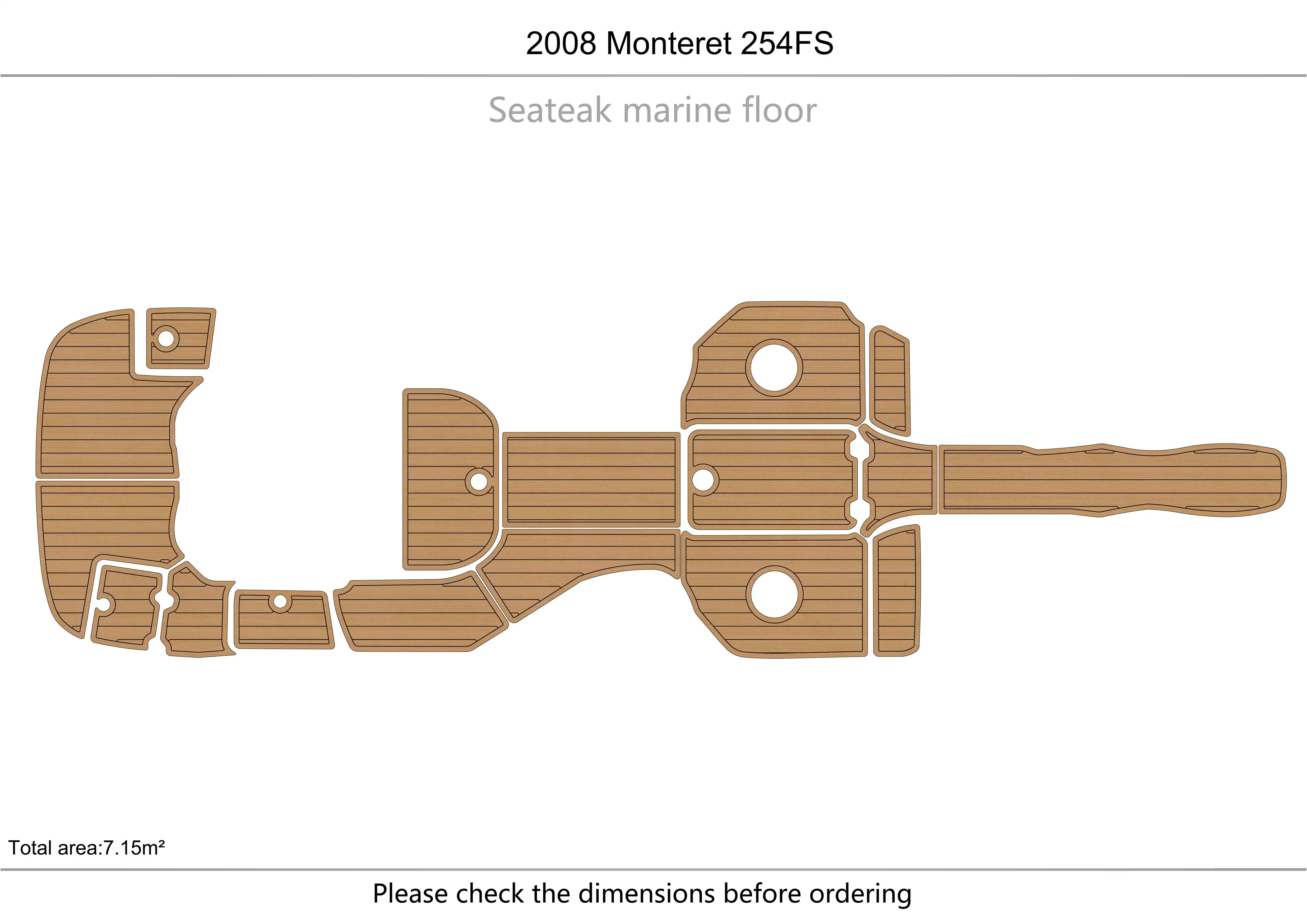 

2008 MONTEREY 254FS Cockpit Swimming platform 1/4" 6mm EVA fAUX carpet Water Ski Yacht Fishing Boat Non-slip mat floor