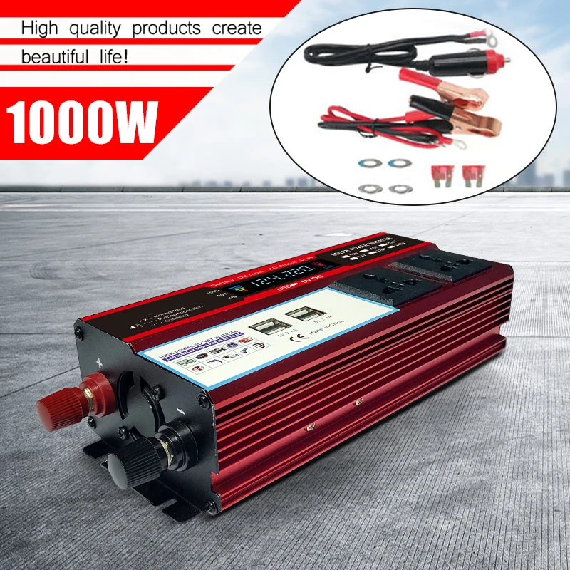 

12V-220V LCD Intelligent Digital Display Charging Inverter Smart Car Power Inverter Modified Accessory